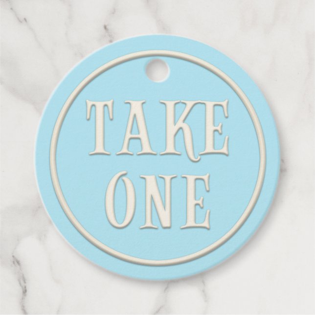 "Take One" Wunderland Tee Party Blau Personalisier Geschenkanhänger (Vorderseite)