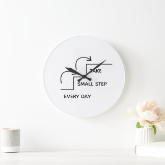 Take Small Steps Every Day – Minimalist Motivation Große Wanduhr