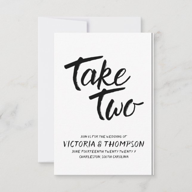Take Two Rustikale Hochzeit Datum Änderung Save The Date (Vorderseite)