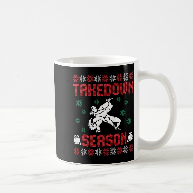 Takedown Season Girls Wrestling Ugly Sweater Chris Kaffeetasse (Rechts)