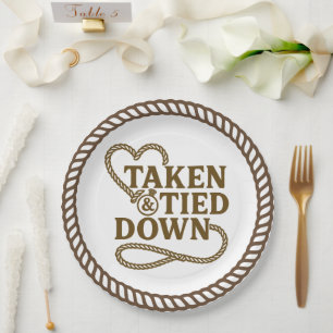 Taken & Tied Down Country Western Junggesellinnena Pappteller