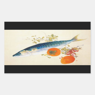 Takeuchi Seiho - Herbstmast Fische und Ripens Rechteckiger Aufkleber