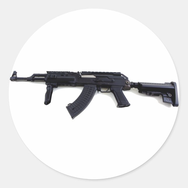 Taktischer AK47-Sturmgewehr Links Profilaufkleber Runder Aufkleber (Vorderseite)