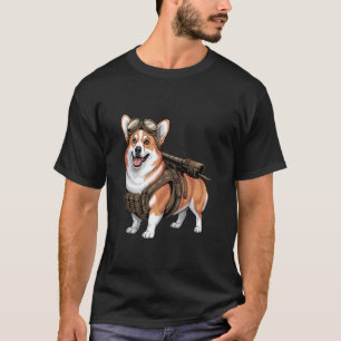 Taktischer Corgi Steampunk Krieger Hunde Liebhaber T-Shirt