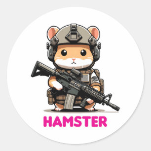 Taktischer Hamster Runder Aufkleber