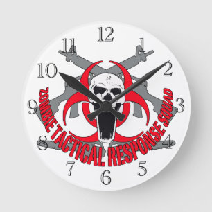 Taktisches Rot des Zombies Runde Wanduhr