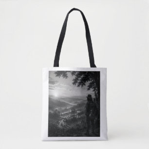Tal des Morgens Schwarz-Weiß-Wanderer-Tragetasche Tasche