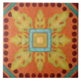 Talavera 04 Orange Gelb Blau Mediterran Geo Fliese