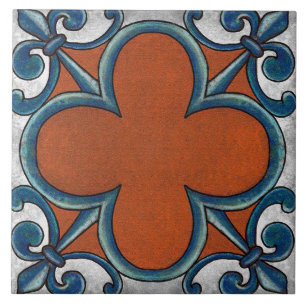 Talavera 07 Rust Blau Grau Mediterrane Geo Fliese
