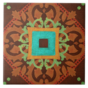 Talavera 08 Rost Blau Braun Mediterrane Geo Fliese