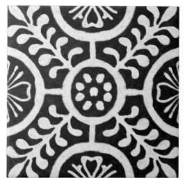 Talavera 11 Schwarz Weiß Grau Mediterrane Blumen Fliese