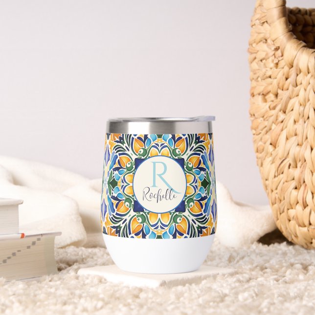 Talavera azulejo blaue Bridesmaiergeschenke Monogr (Wohnzimmer)