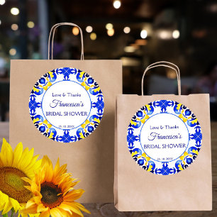 Talavera Azulejo blaue Fliesen Geschenke zur Braut Runder Aufkleber