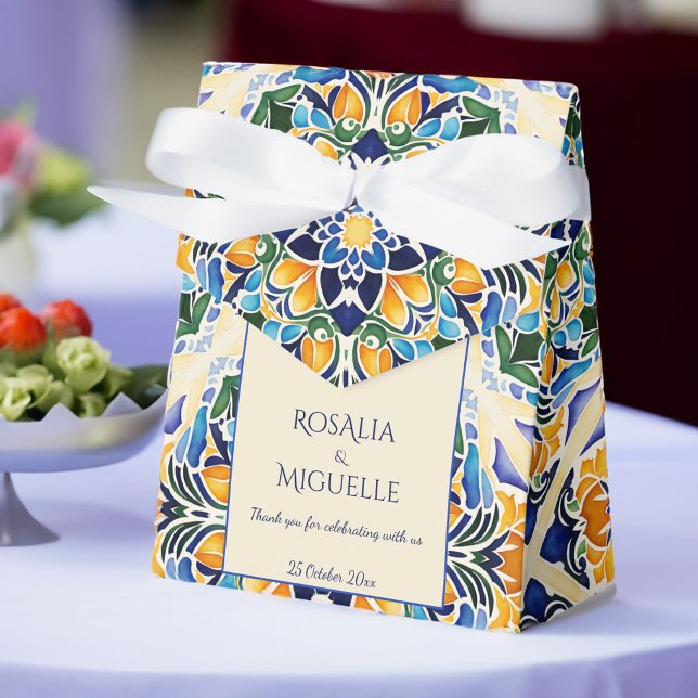 Talavera azulejo blaue Kachel Vintag mexikanische  Geschenkschachtel (Talavera azulejo blue tiles vintage Mexican wedding Favors personalized monogrammed favor Boxes)
