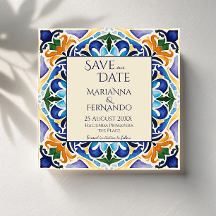 Talavera azulejo blaue Kachel Vintag mexikanische  Save The Date