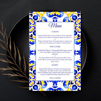 Talavera azulejo menu carreaux bleu méditerranéen