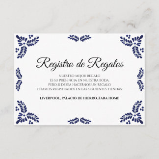 Talavera Black Floral Minimalist Spanish Wedding Begleitkarte