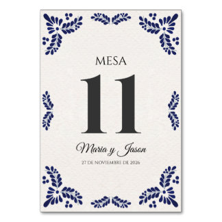 Talavera Black Floral Minimalist Spanish Wedding Tischnummer