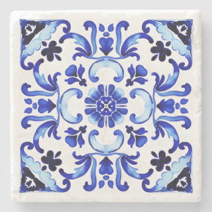 Talavera blaue Fliesen mexikanische Hochzeitsdusch Steinuntersetzer