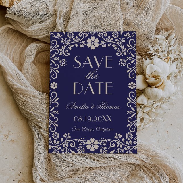 Talavera Blaue Mexikanische Hochzeit  Save The Date (Von Creator hochgeladen)