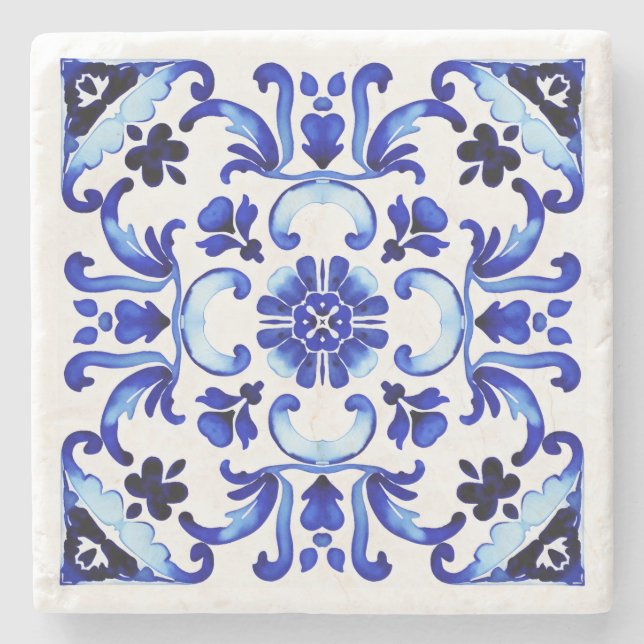 Talavera blauer Fliesen Mexikanisches Brautparty b Steinuntersetzer (Vorderseite)