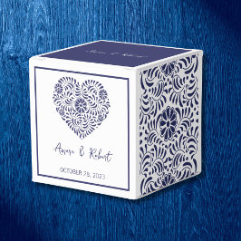 Talavera Blue Herz Favor Box Geschenkschachtel