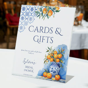 Talavera blue vase citrus Brautparty Geschenke Sockelschild