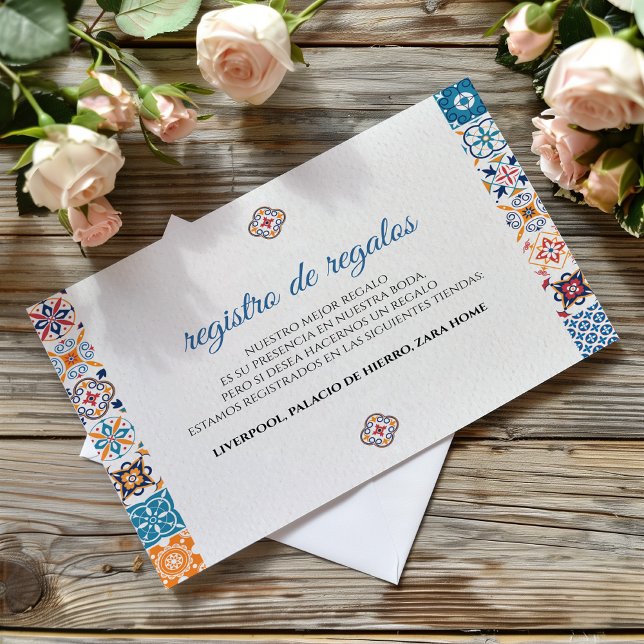 Talavera Colorful Floral Fiesta Spanish Wedding Begleitkarte (Talavera Colorful Floral Fiesta Spanish Wedding Enclosure Card)