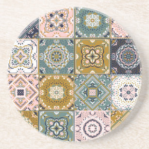 Talavera Indian: Patchwork, ethnisches Mosaik. Getränkeuntersetzer