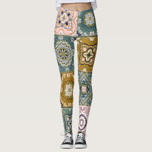 Talavera Indian: Patchwork, ethnisches Mosaik. Leggings