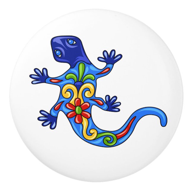 Talavera Lizard Keramik Drawer Knob Keramikknauf (Vorderseite)