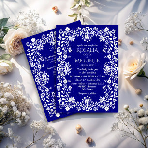Talavera marineblaue mexikanische Hochzeit Einladung