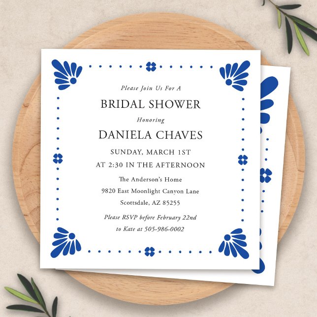 Talavera Mexican Bridal Shower Einladung (Talavera Mexican Bridal Shower Invitation by Fiesta Valley Print)