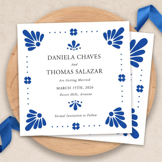 Talavera Mexican Save the Date Einladung (Talavera Mexican Save The Date Cards by Fiesta Valley Print)