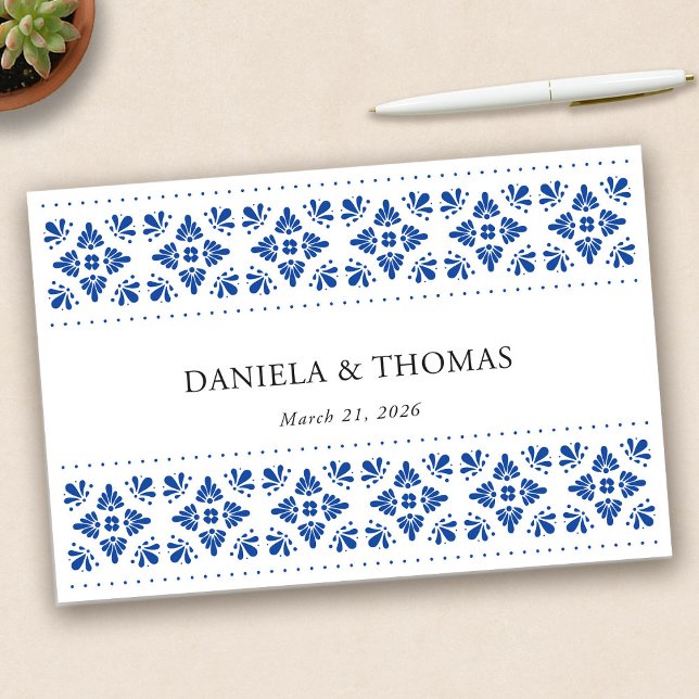Talavera Mexican Wedding Guestbook Gästebuch (Talavera Mexican Wedding Guestbook by Fiesta Valley Print)