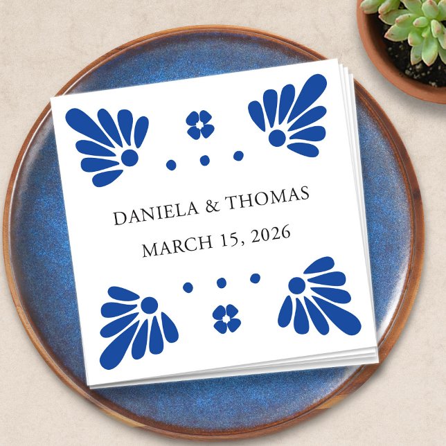 Talavera Mexican Wedding Napkins Serviette (Talavera Mexican Wedding Napkins by Fiesta Valley Print)