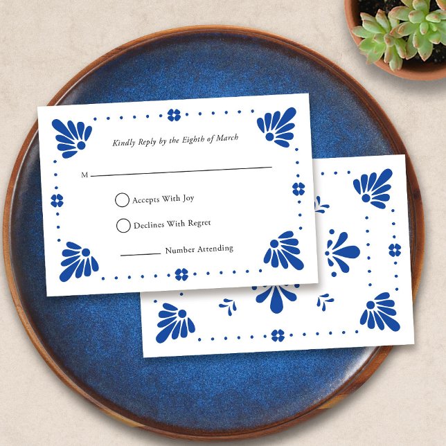 Talavera Mexican Wedding RSVP Card (Talavera Mexican Wedding RSVP Card by Fiesta Valley Print)