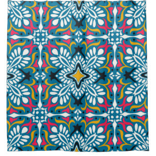 Talavera-Muster. Indisches Flickwerk. Azulejos por Duschvorhang