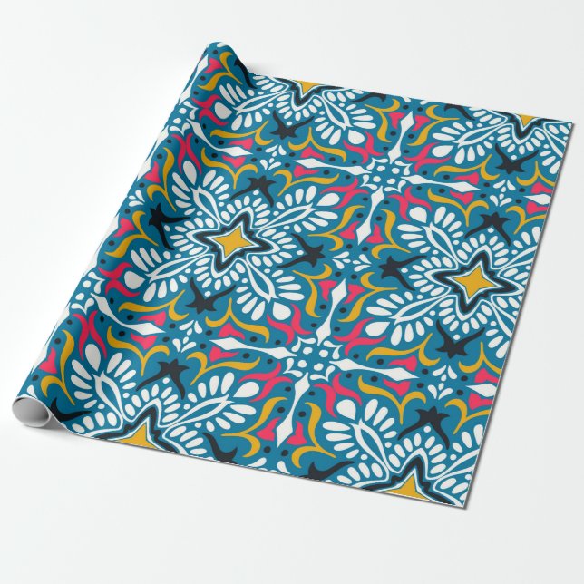 Talavera-Muster. Indisches Flickwerk. Azulejos por Geschenkpapier (Ungerollt)