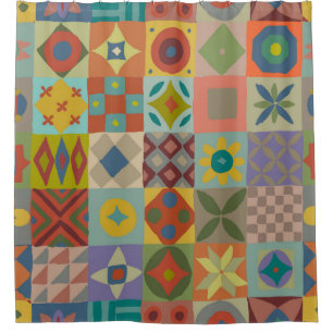 Talavera-Muster. Indisches Flickwerk. Türkischer N Duschvorhang