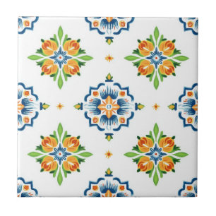 Talavera Nahtlos Blau Orange Grün Mexikanisch Span Fliese