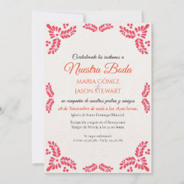 Talavera Orange Floral Minimalist Spanish Wedding Einladung