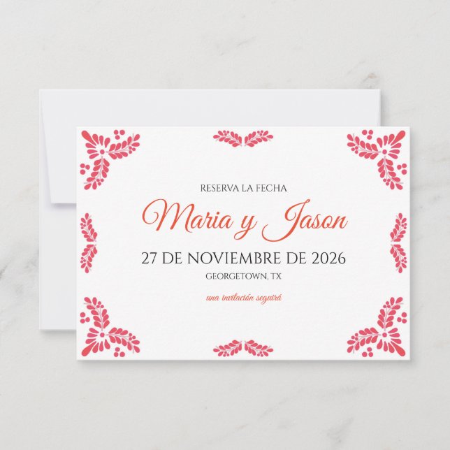 Talavera Orange Floral Minimalist Spanish Wedding Save The Date (Vorderseite)