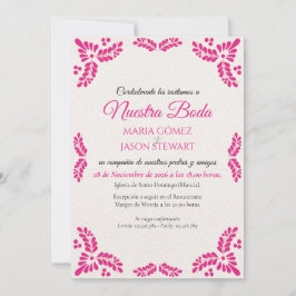 Talavera Pink Floral Minimalist Spanish Wedding Einladung