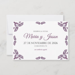 Talavera Purple Floral Minimalist Spanish Wedding Save The Date