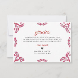 Talavera Red Floral Minimalist Spanish Wedding Dankeskarte