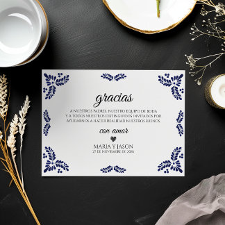 Talavera Schwarz Floral Minimalistische Spanische Dankeskarte