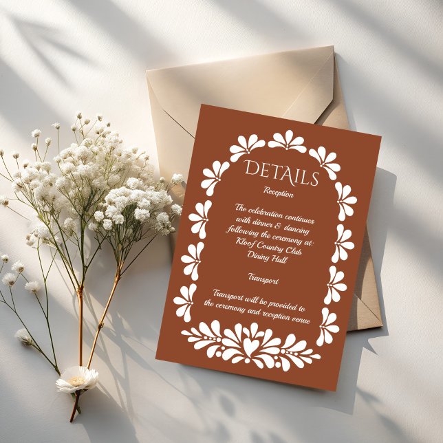 Talavera terracotta boho arch Mexikanische Hochzei Begleitkarte (Talavera terracotta boho arch Mexican wedding details Enclosure Card Mexican wedding invitation suit)