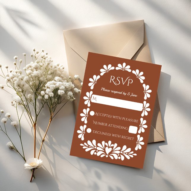 Talavera terracotta boho arch Mexikanische Hochzei RSVP Karte (Talavera terracotta boho arch Mexican wedding RSVP Cards talavera wedding invitation suite)