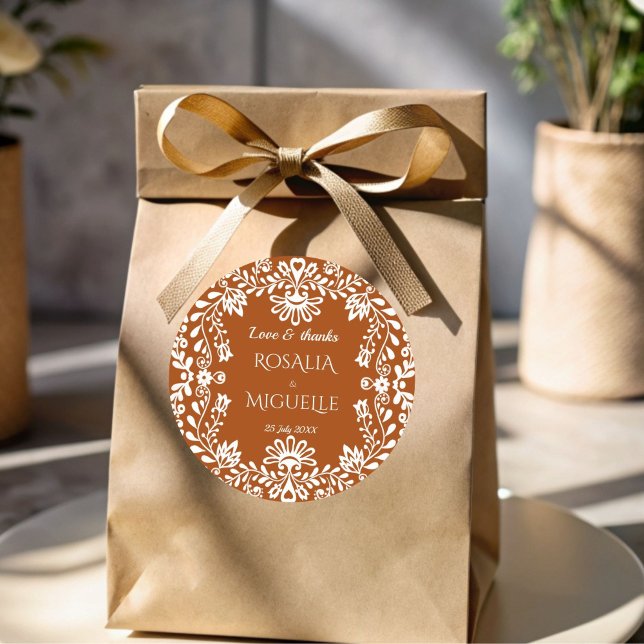 Talavera terracotta Mexikanische Gastgeschenk Hoch Runder Aufkleber (Talavera terracotta Mexican wedding personalized favor Stickers talavera stickers)